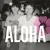 モノクロ写真とALOHAの文字（ハワイ文化のイメージ）