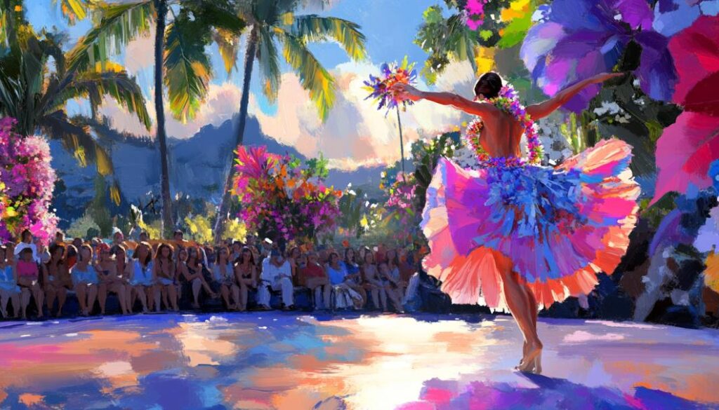 Hula dancer dancing in front of the audience