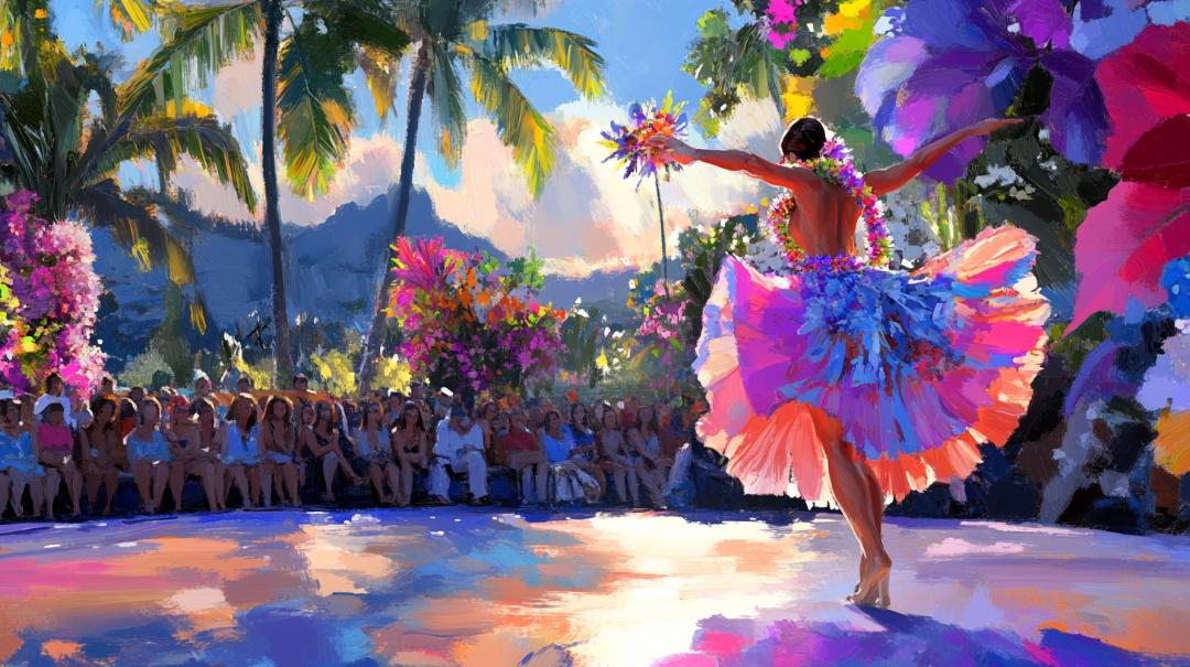 Hula dancer dancing in front of the audience