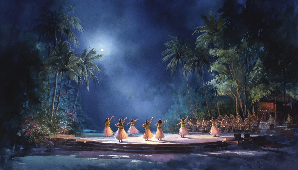 Moonlit Stage and Hula