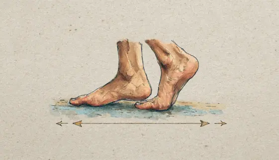 砂浜に立つ素足と波跡が伝えるハワイの海辺とフラの空気