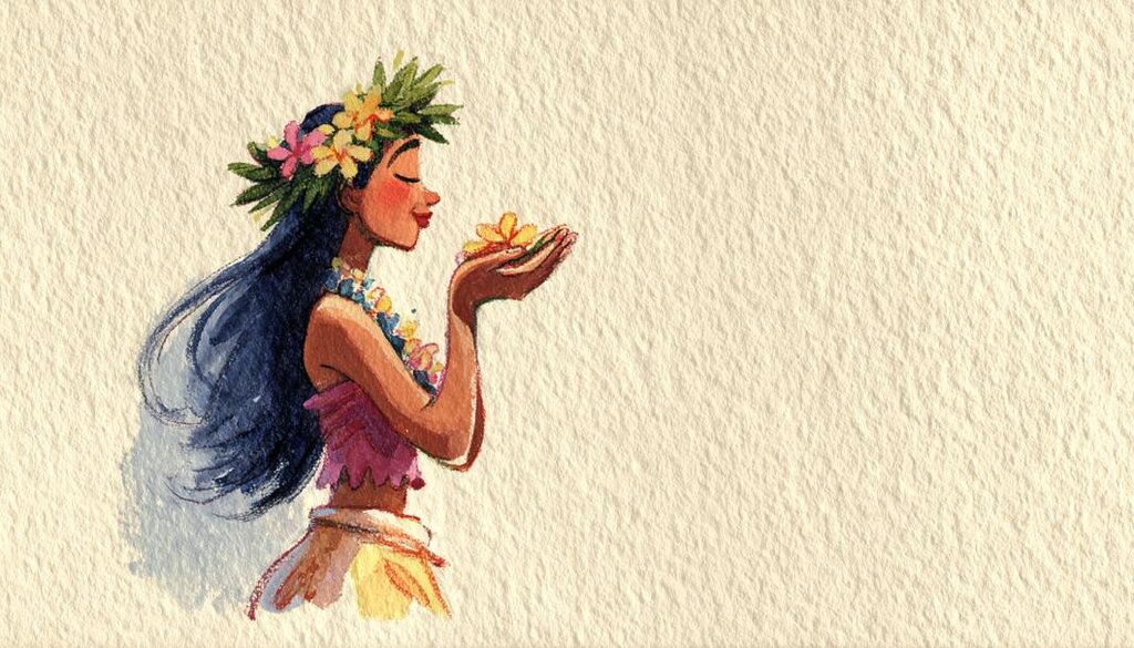 感謝の気持ちを込めてフラを踊る様子。やさしい動きで「ありがとう」を表現している。