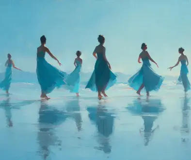 フラダンスで動きの流れを保ちながら踊っている様子。一瞬の間があっても動きが途切れていない。