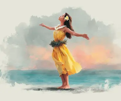 ハワイ文化で語られる目に見えない力マナを表現するフラのイメージ