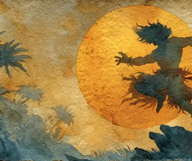 ハワイ神話の英雄マウイをイメージした力強い自然と人物