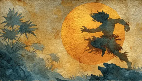 ハワイ神話の英雄マウイをイメージした力強い自然と人物