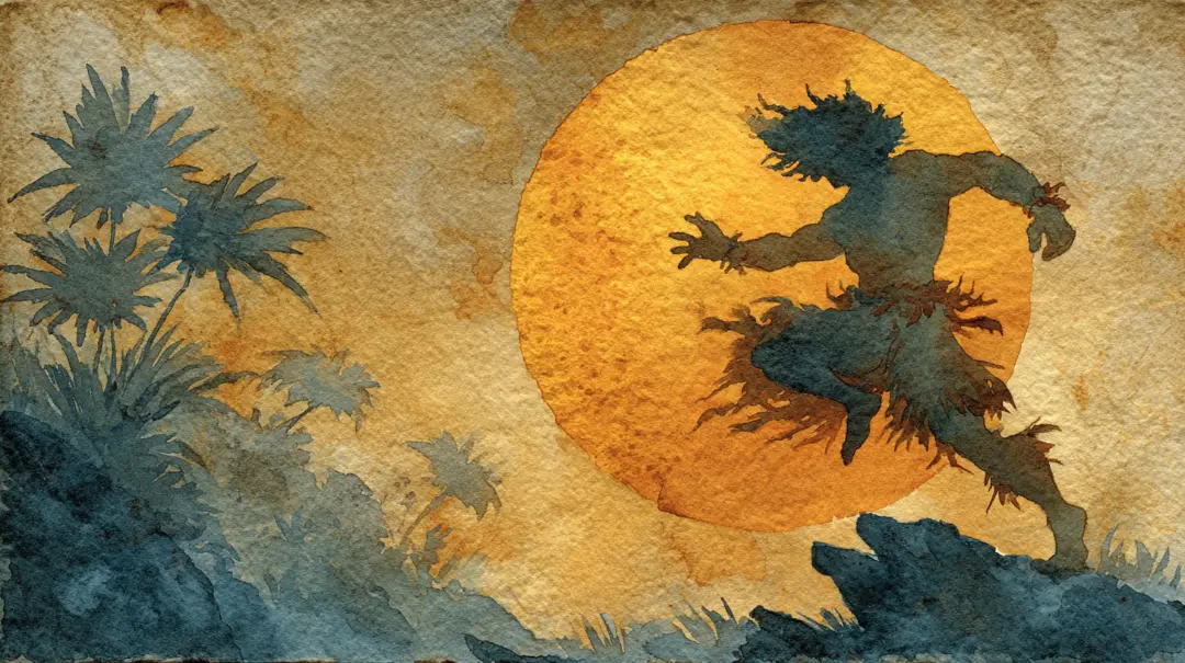 ハワイ神話の英雄マウイをイメージした力強い自然と人物